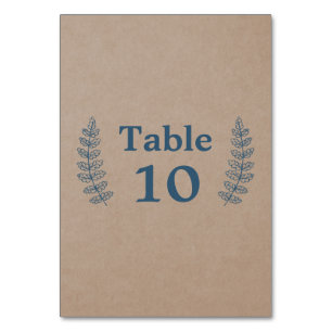 Rustic Floral   Faux Kraft Table Number Card