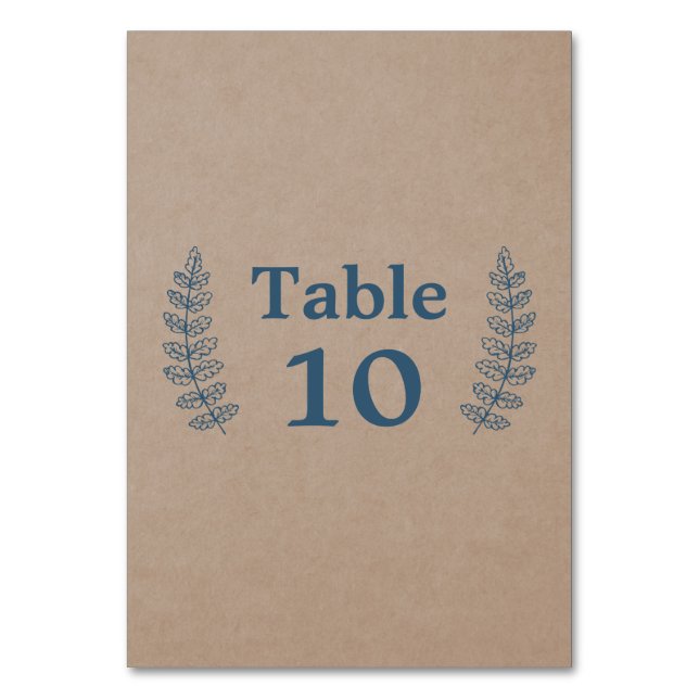 Rustic Floral | Faux Kraft Table Number Card (Front)