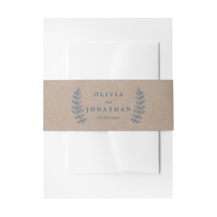 Rustic Floral   Faux Kraft Wedding Bellyband Invitation Belly Band