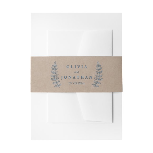 Rustic Floral | Faux Kraft Wedding Bellyband Invitation Belly Band (Front Example)