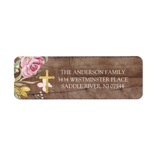 Rustic Floral First Holy Communion Return Address (Front)