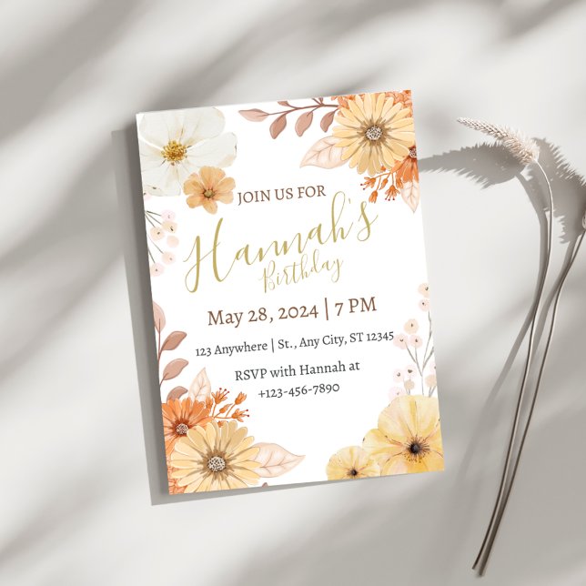 Rustic Floral For Women – Boho Fall Flowers Invitation (Creator Uploaded)