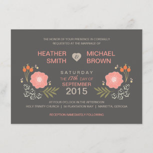 Rustic Floral Formal Style Wedding Invitations