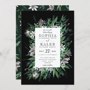 Rustic Floral Frame in Midnight black Invitation