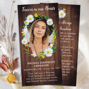 Rustic Floral Funeral - Carte de prière