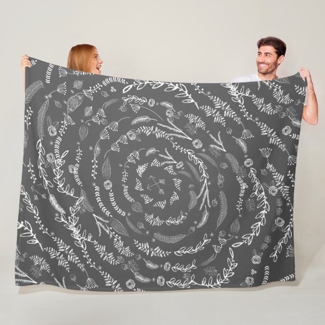 Rustic Floral Garland Folk Art Pattern Fleece (In Situ)