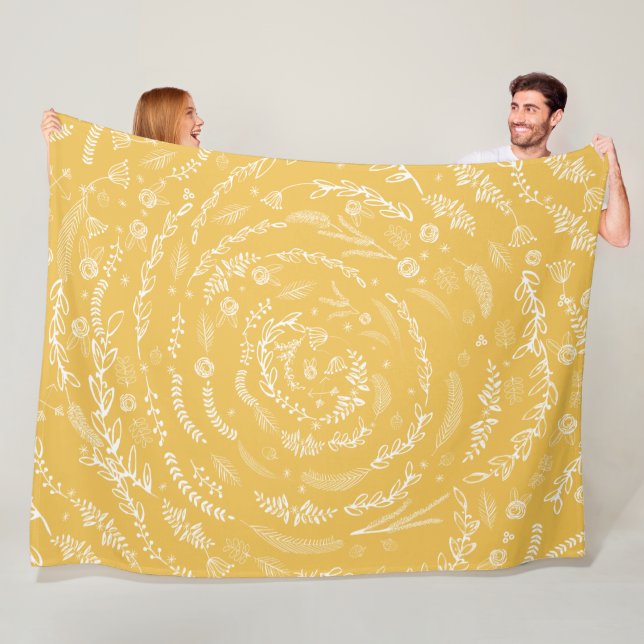 Rustic Floral Garland Folk Art Pattern Fleece (In Situ)