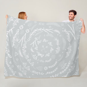 Rustic Floral Garland Folk Art Pattern Fleece