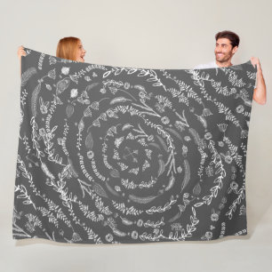 Rustic Floral Garland Folk Art Pattern Fleece Blanket
