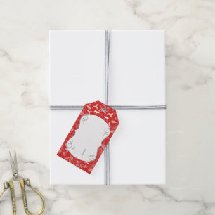 Rustic Floral Garland Folk Art Reindeer Pattern Gift Tags