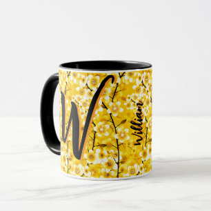 Rustic Floral Gift (Name Monogram) Antique Vintage Mug