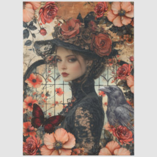 Rustic Floral Girly Fantasy Art Collage Decoupage Tissue Paper