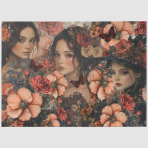 Rustic Floral Girly Fantasy Art Collage Decoupage Tissue Paper