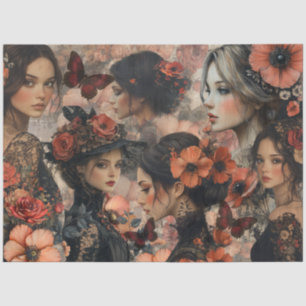 Rustic Floral Girly Fantasy Art Collage Decoupage Tissue Paper