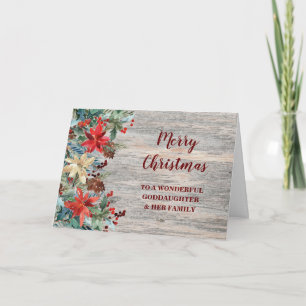 Rustic Floral Goddaughter & Family Christmas Card