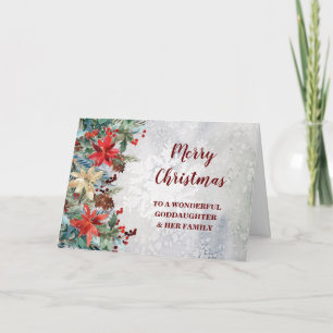 Rustic Floral Goddaughter & Family Merry Christmas Card