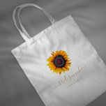 Rustic floral gold weddings bridesmaid team bride tote bag<br><div class="desc">Rustic elegant summer or autumn fall wedding stylish bridesmaid, maid of honour or flower girl tote bag featuring beautiful sunflowers with custom text. You can choose to customize it further changing fonts and colours of lettering. The tote bag is suitable for elegant summer or autumn fall rustic farmhouse boho chic...</div>