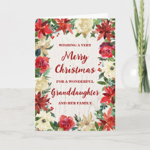 Rustic Floral Granddaughter & Family Christmas Card