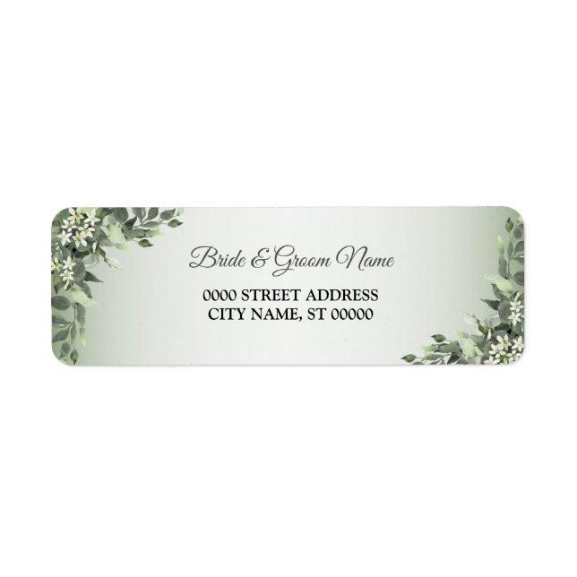 Rustic Floral Greenery Leaves Return Address (Front)