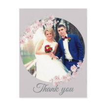 Rustic Floral Grey Thank You Card