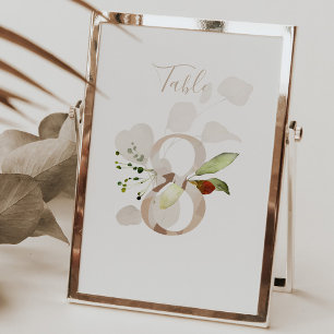 Rustic Floral Handwritten Script 8 Wedding Table Number