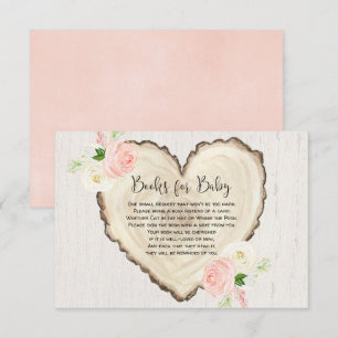 Rustic floral heart book request girl baby shower enclosure card