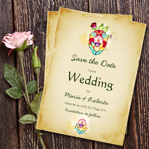 Rustic Floral Heart Mexican Wedding Save The Date Invitation