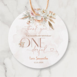 Rustic Floral Isn't She Onederful Birthday Favour Tags