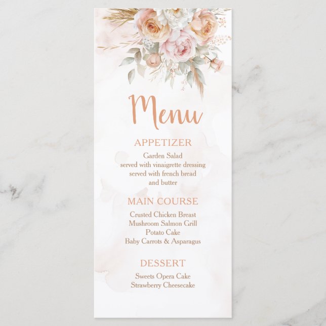 Rustic Floral Isn't She Onederful Birthday Menu (Front)