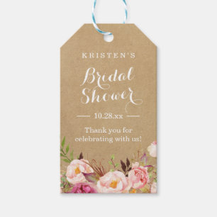 Rustic Floral Kraft Bridal Shower Thank You Gift Tags