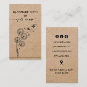 Rustic Floral Kraft Handmade with love Business Card