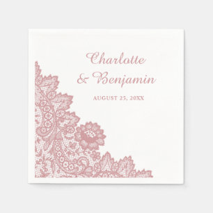 Rustic Floral Lace Blush Pink Wedding Napkin