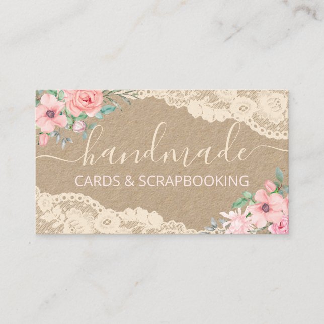 Rustic Floral Lace Handmade Cards Scrapbooking (Front)