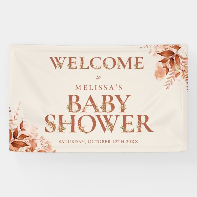Rustic Floral Letter Fall Baby Shower Welcome Sign (Horizontal)
