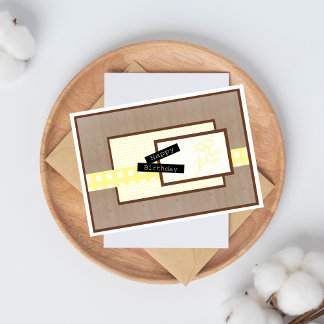 Rustic Floral Light Yellow Birthday Card