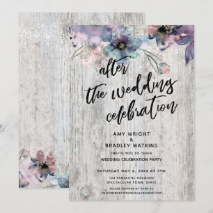 Rustic Floral Lights After the Wedding Celebration Invitation