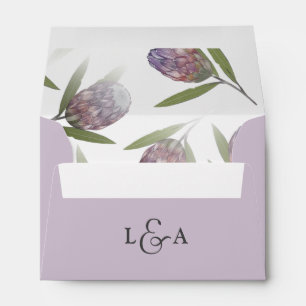 Rustic Floral Lilac Purple  Wedding Envelope