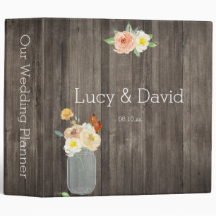 Rustic Floral Mason Jar & Barn Wood Binder
