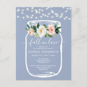 Rustic Floral Mason Jar Bridal Shower Invite Postcard