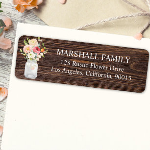 Rustic Floral Mason Jar Rustic Return Address