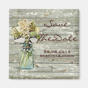 rustic floral mason jar wedding save the date magnet
