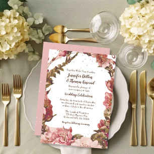 Rustic Floral Mauve Wedding Invitation