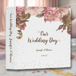 Rustic Floral Mauve Wedding Scrapbook Album Binder<br><div class="desc">Rustic florals at top with tiny,  glitter rose gold dots on outer edges with a mauve back.   Photo on back.</div>