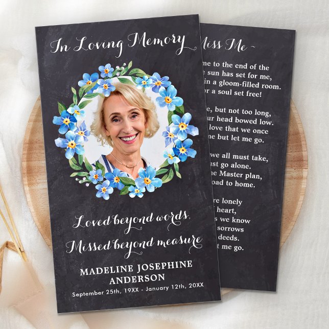 Rustic Floral Memorial Prayer Card Funeral Photo  (Creator Uploaded)