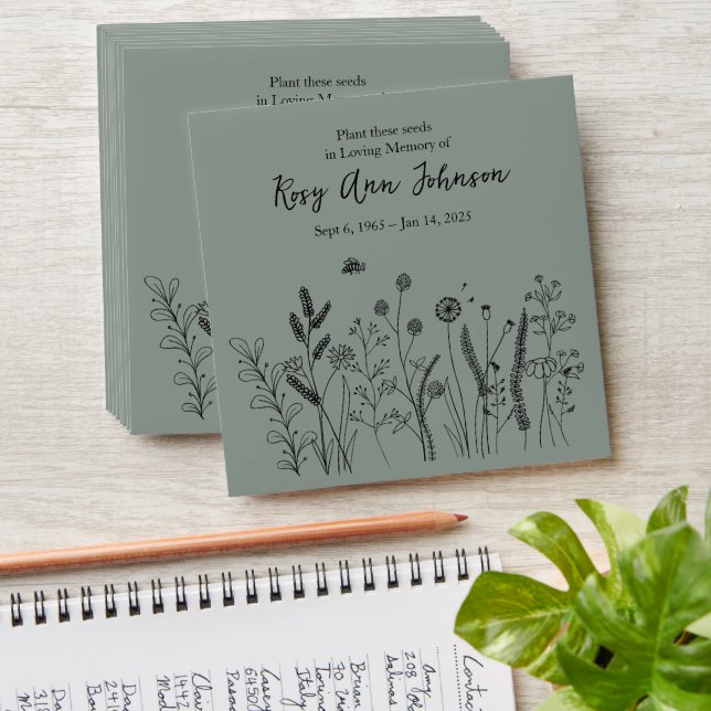 Rustic Floral Memorial Seed Envelope (Stacked)