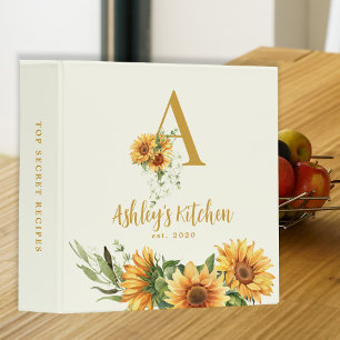 Rustic floral monogrammed kitchen recipes cookbook binder