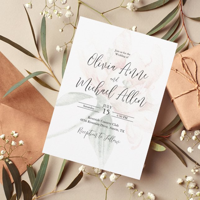 Rustic Floral Neutral Elegant Wedding Invitation (Creator Uploaded)