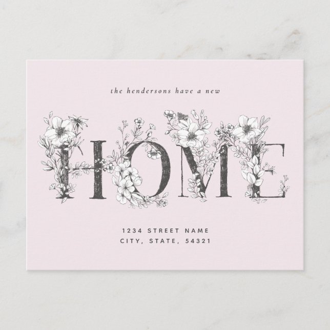 Rustic Floral New Address EDITABLE Colours Postcard (Front)