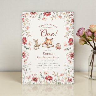 Rustic Floral next chapter first  birthday  Invitation