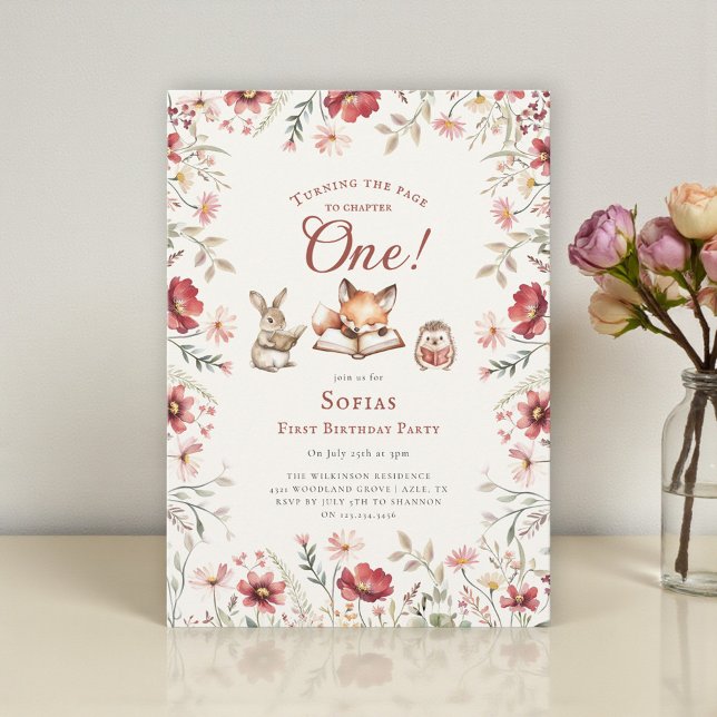 Rustic Floral next chapter first  birthday  Invitation (Creator Uploaded)
